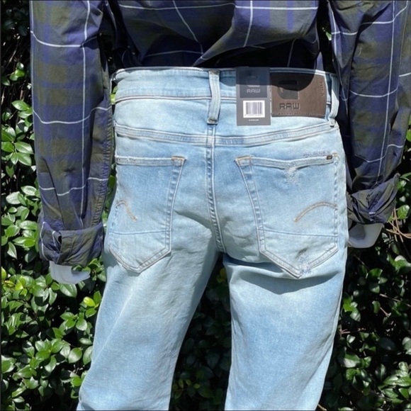 NWT G-Star Slim Distressed Restored Denim Light Washed Jeans - Picture 8 of 15